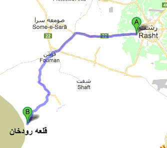 نقشه راه قلعه رودخان